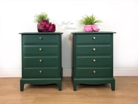 Image 2 of Stag Minstrel Bedside Tables / Stag Bedside Cabinets / Chest of Drawers painted in Emerald Green