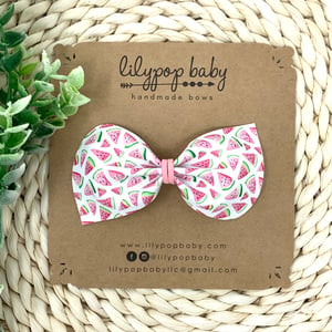 Image of Watermelon Slices Faux Leather Bow