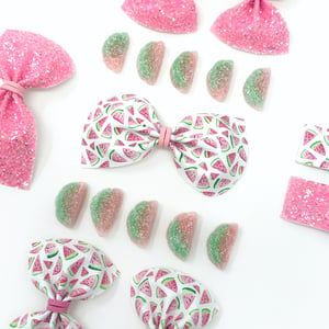Image of Watermelon Slices Faux Leather Bow