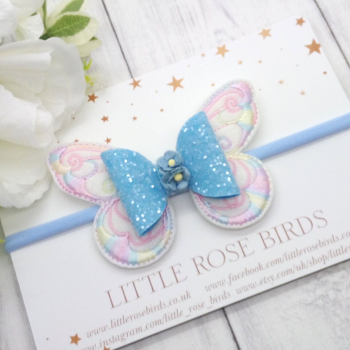 Image of Blue Pastel Butterfly Bow 