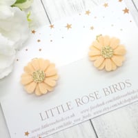 Image 1 of Peach Daisy Pigtail Clips