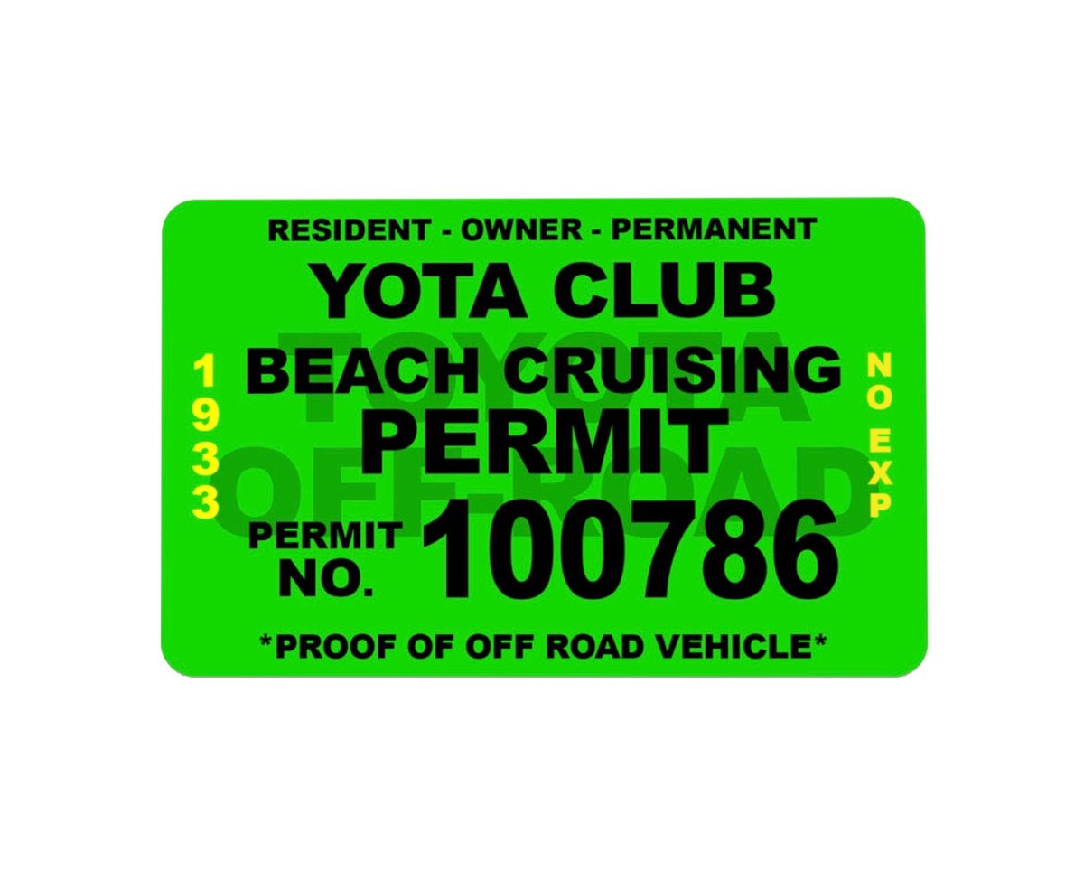 Beach Cruising Permit Decal 4” YOTA club