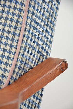 Image of Fauteuil SAUT pies de poule bleu