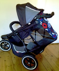 Image of 'Flower Power' Rear Seat Sunshade for Phil & Teds DASH Inline Tandem Buggy