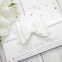 Image 2 of White Glitter Bow - Choice of Headband or Clip