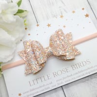 Image 2 of Blush Pink Glitter Bow - Choice of Headband or Clip