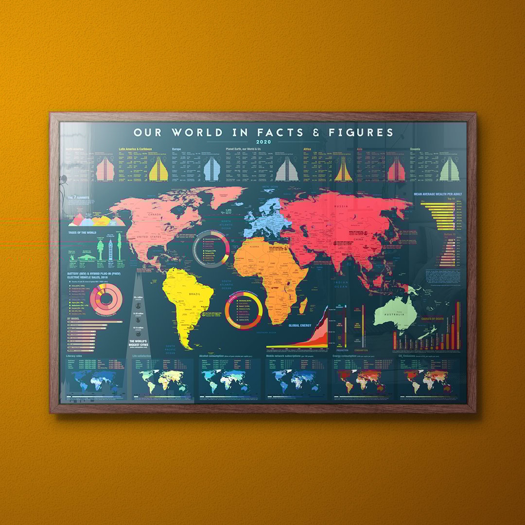 World in Facts & Figures (Dark, framed)