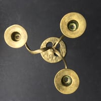Image 4 of Brass Three-Arm Candlestick of Organic Form