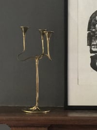 Image 1 of Brass Three-Arm Candlestick of Organic Form