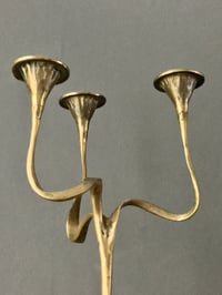 Image 3 of Brass Three-Arm Candlestick of Organic Form