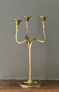Image 2 of Brass Three-Arm Candlestick of Organic Form