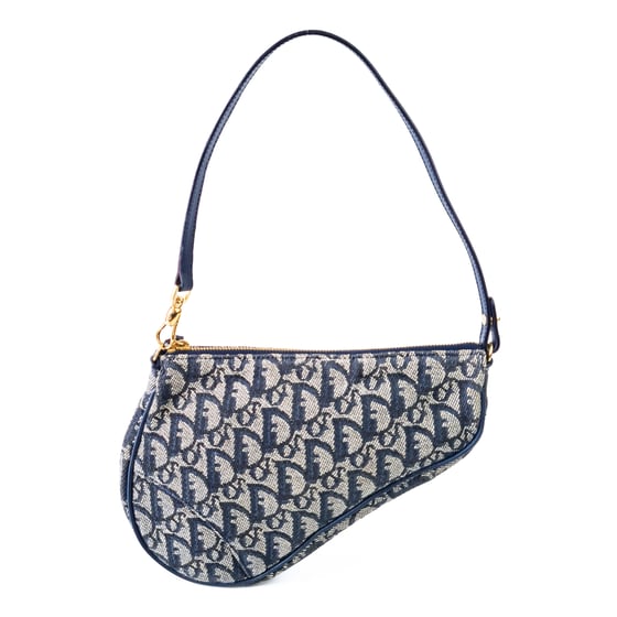 Image of Dior Mini Saddle Bag Navy Blue