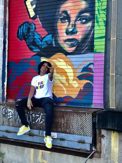 Image of White FUCK RACISM Tee