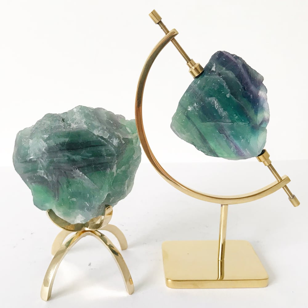 Image of Bicolor Fluorite no.25 + Brass Claw Stand