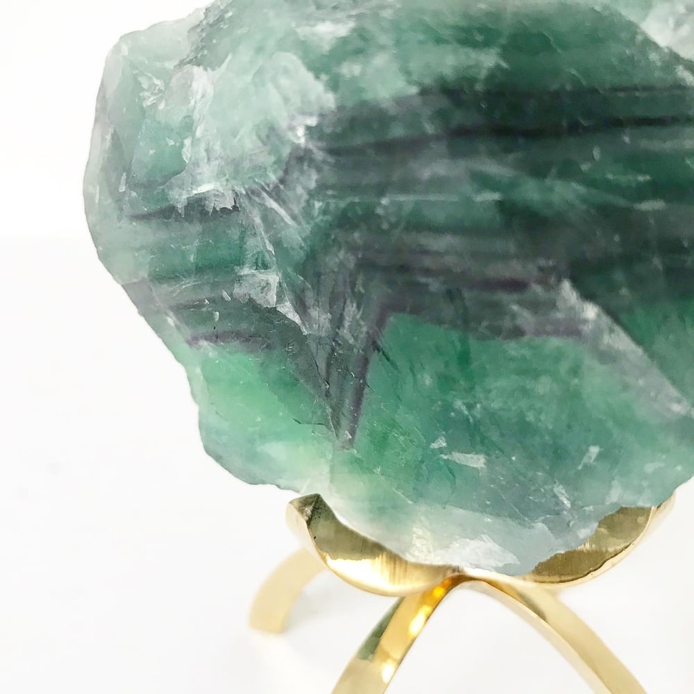 Image of Bicolor Fluorite no.25 + Brass Claw Stand