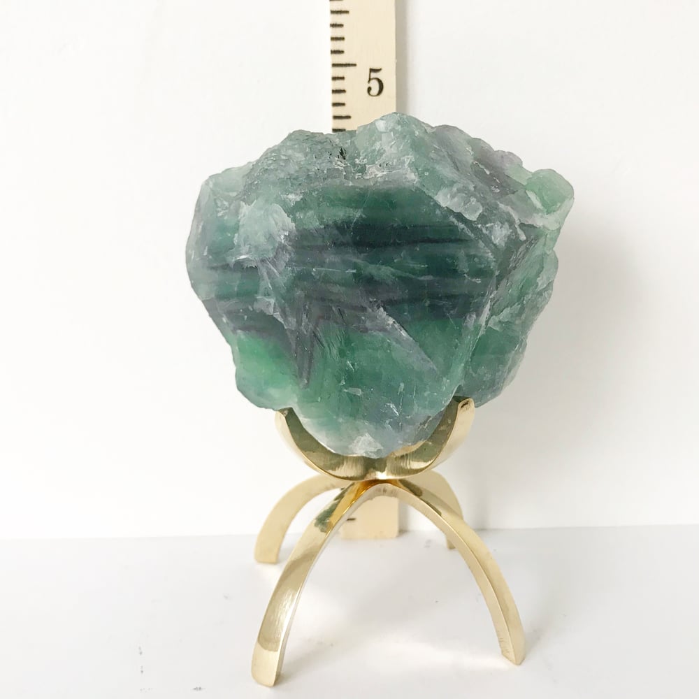 Image of Bicolor Fluorite no.25 + Brass Claw Stand
