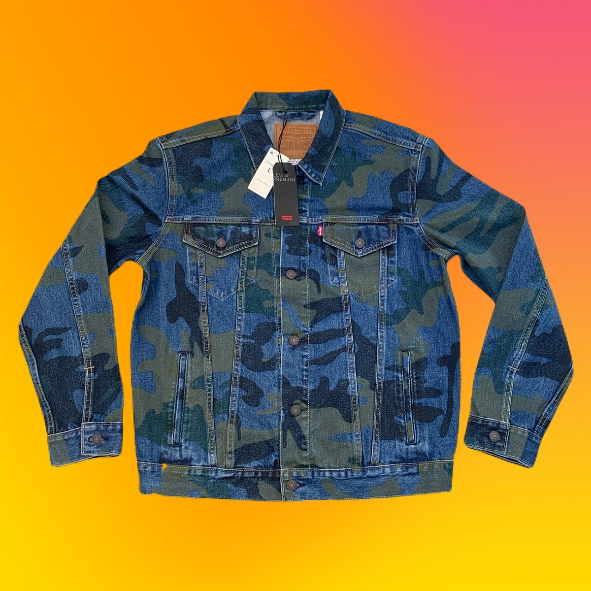 NEW Custom Ice Cream Bear Embroidered Premium NEW Camo Levi’s Jacket!!