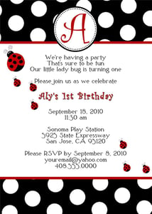 Image of LadyBug Polka Dot Birthday Invitation