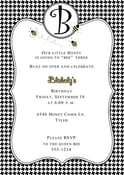 Image of Bumble Bee-Houndstooth Birthday Invitation