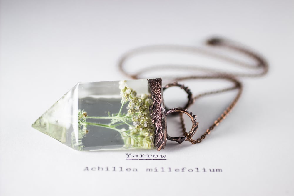 Image of Yarrow (Achillea millefolium) - Small Copper Prism Necklace #2