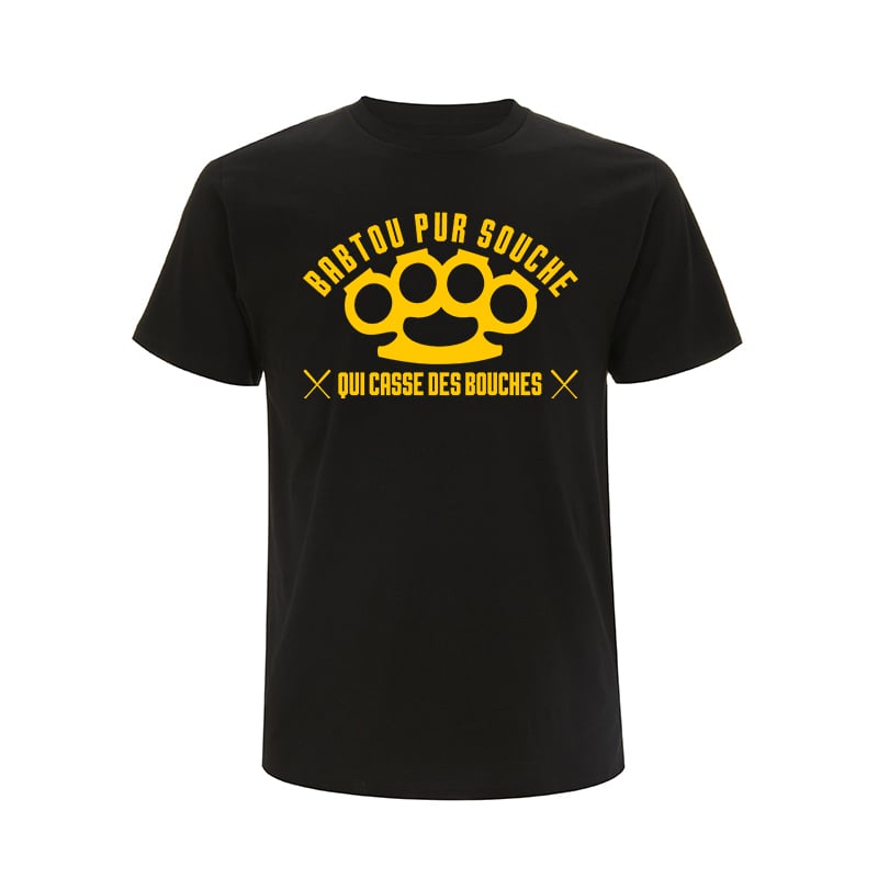 Image of TEE-SHIRT NOIR LOGO JAUNE - BABTOU PUR SOUCHE