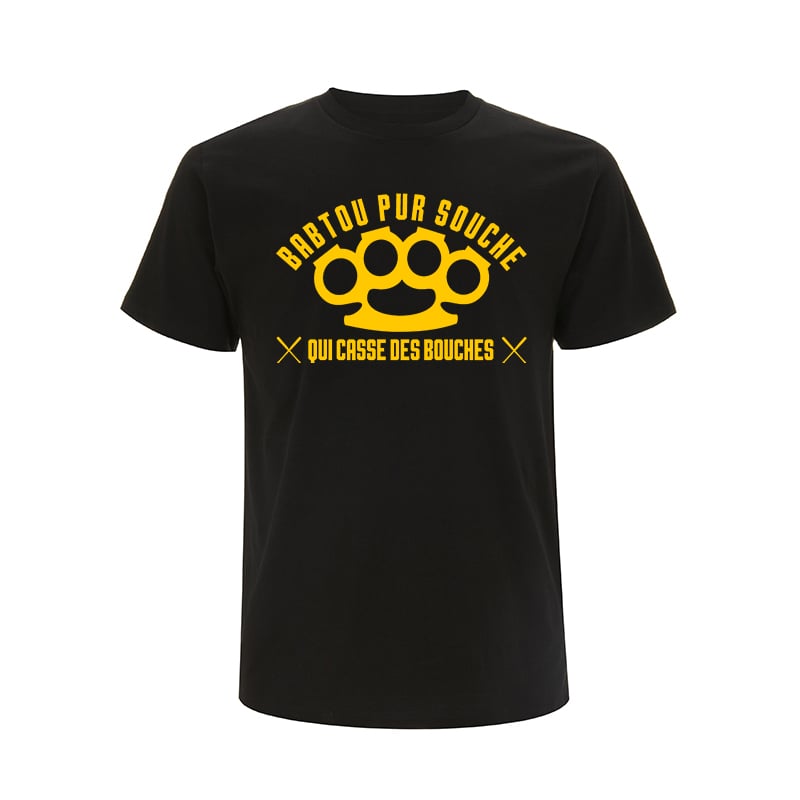 Image of TEE-SHIRT NOIR LOGO JAUNE - BABTOU PUR SOUCHE 