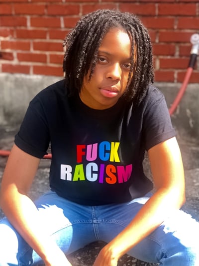 Image of Black FUCK RACISM Tee