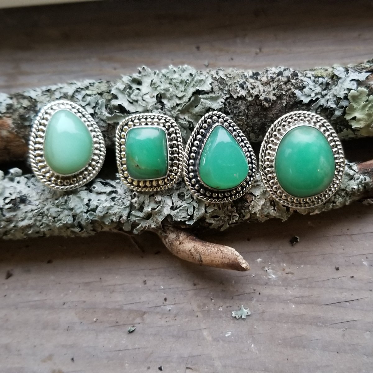 Image of Tortuga - Chrysoprase Rings in Sterling Silver