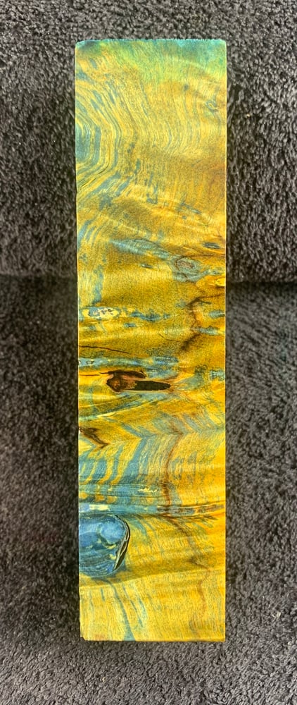 Image of Blue & Yellow Stabilized Buckeye Burl Call Blank