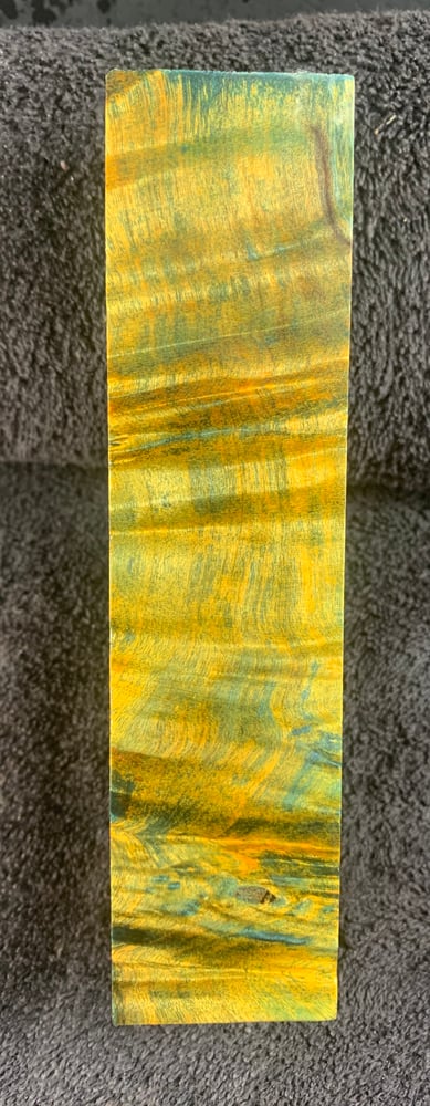 Image of Blue & Yellow Stabilized Buckeye Burl Call Blank