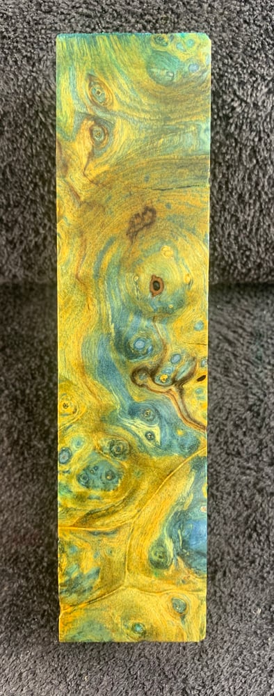 Image of Blue & Yellow Stabilized Buckeye Burl Call Blank