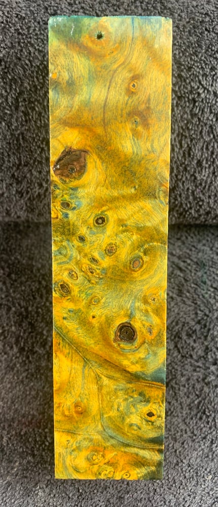 Image of Blue & Yellow Stabilized Buckeye Burl Call Blank