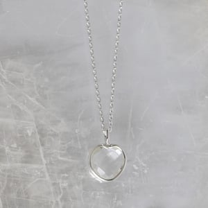 Image of Angel Heart x Clear Quartz heart shape mixed cut silver necklace