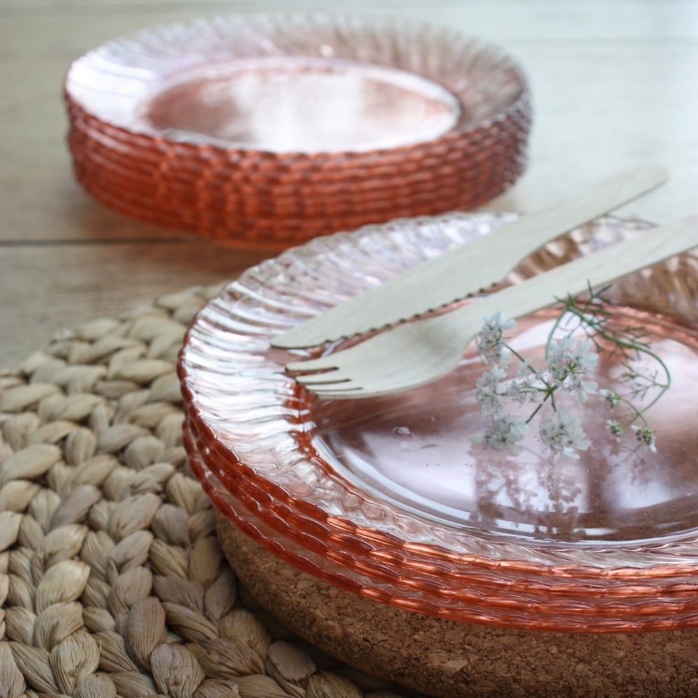 Image of Service de 12 assiettes à dessert vintages Rosaline Arcoroc France.