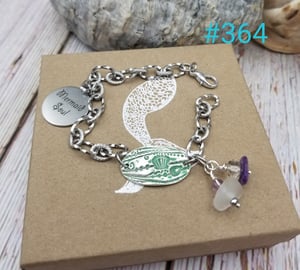 Image of Recycled Fine Silver- Handmade- Sea Glass- Bracelet- #364