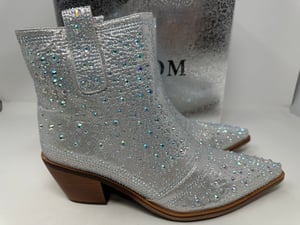 Image of  rhinestone Silver cowgirl Boots  women’s Size 11 - Free Shipping 