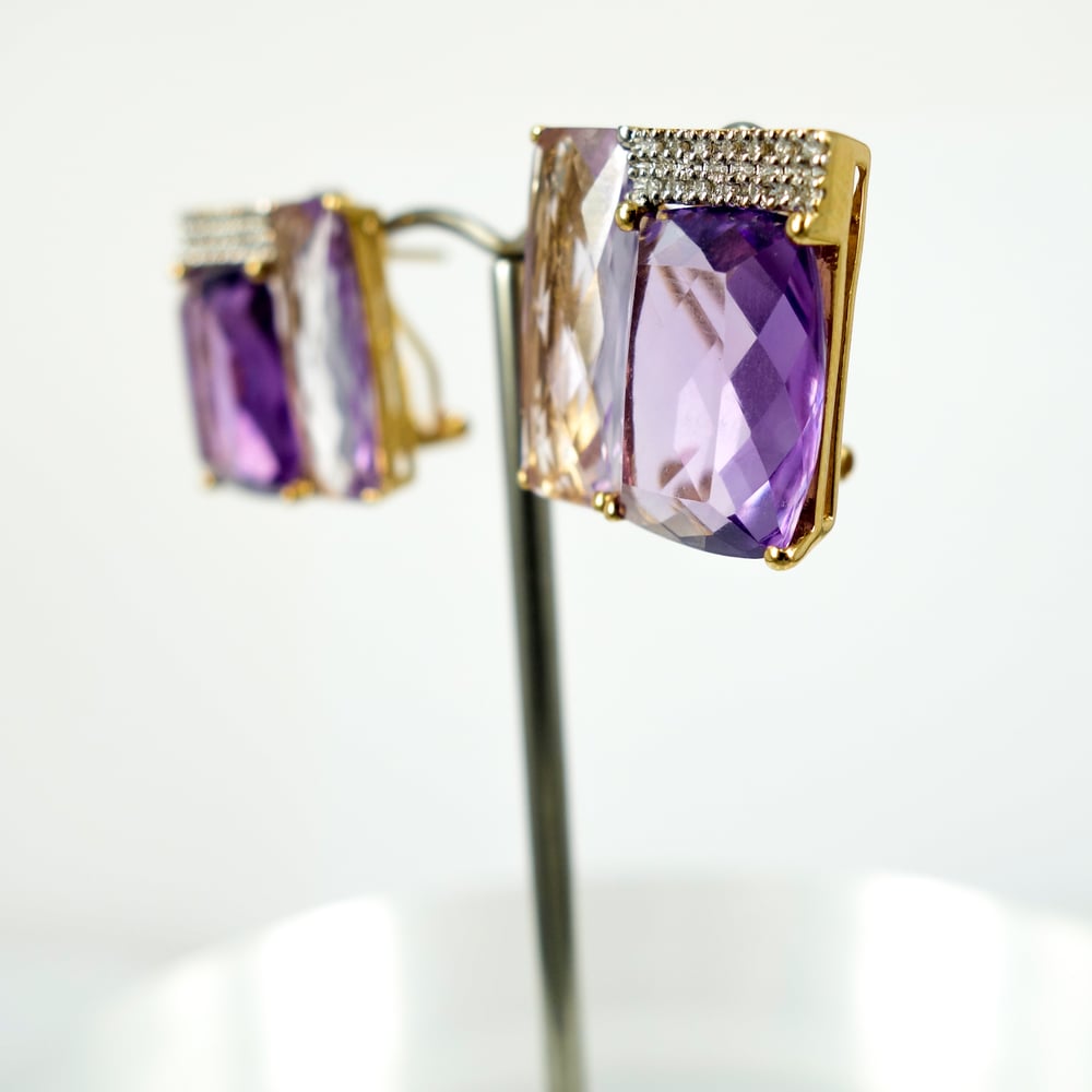 Image of M2129 - Purple and Pink Amethyst Stud earrings 