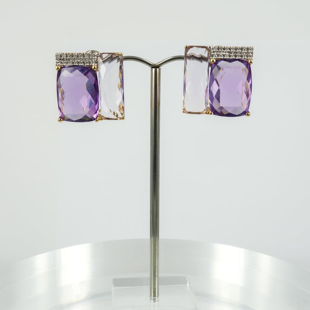 Image of M2129 - Purple and Pink Amethyst Stud earrings 