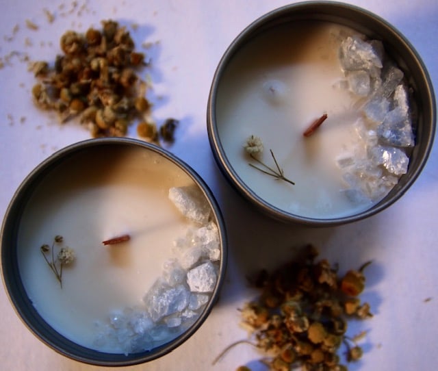 Gluggaveður - Blue Calcite Candle