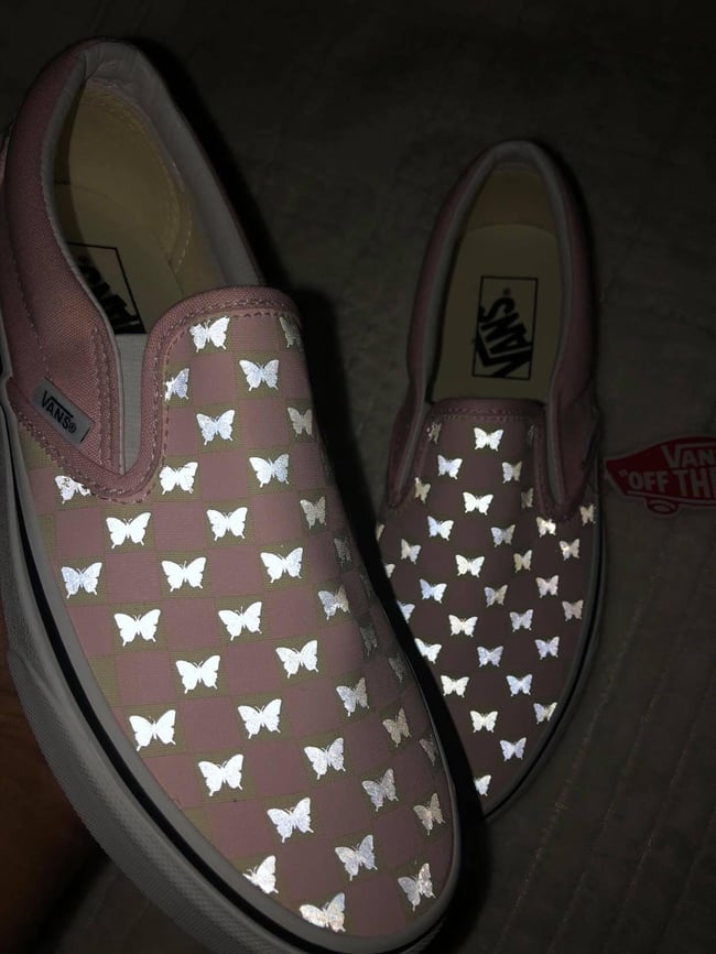 Butterfly slip on vans hot sale