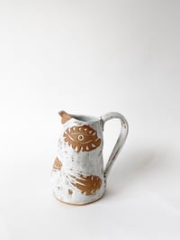 Image 1 of Large Toasty Eyed Glossy White Family Pitcher