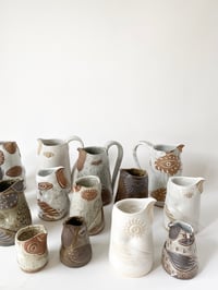 Image 3 of Large Toasty Eyed Glossy White Family Pitcher