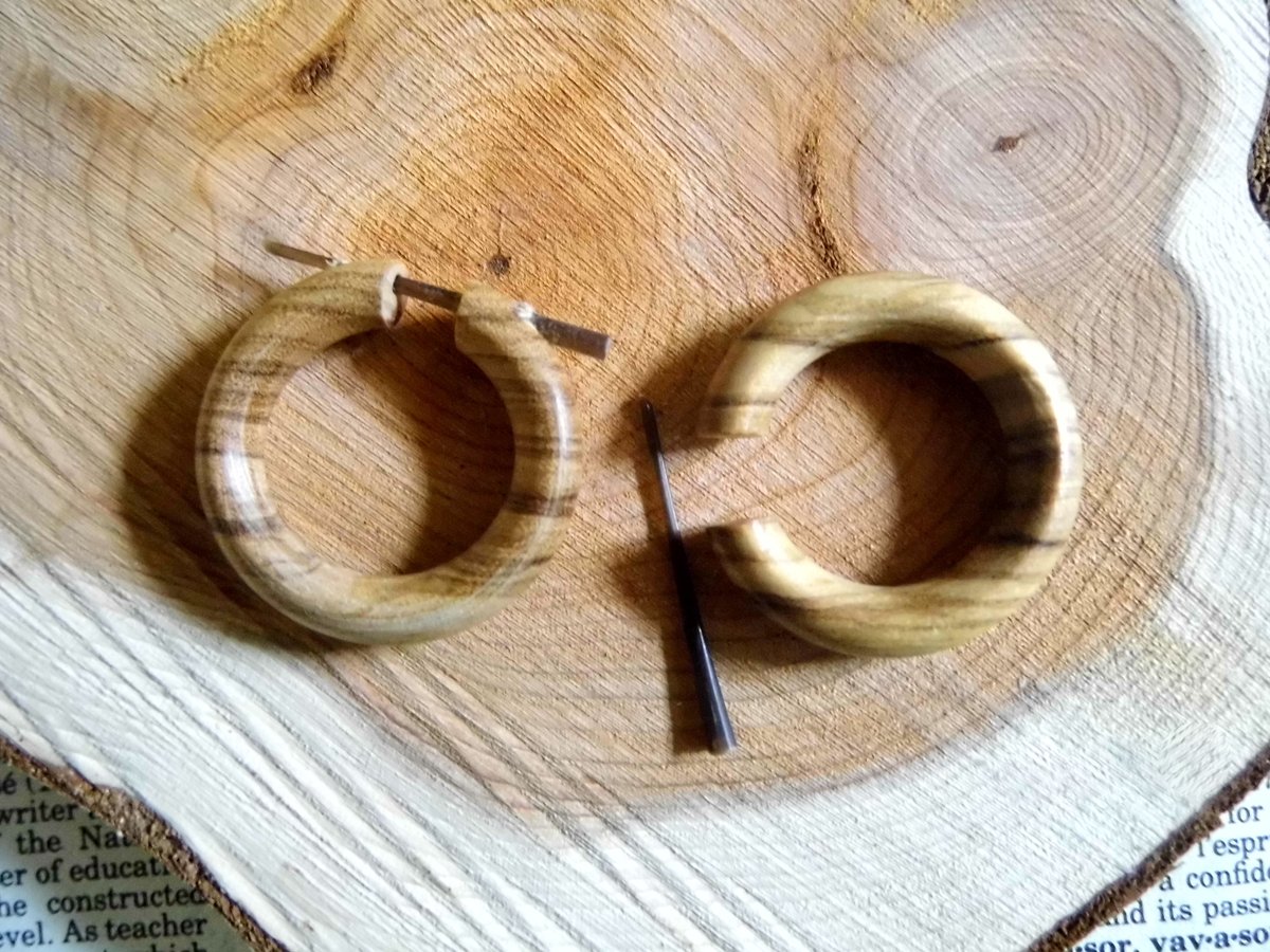 Wooden Hoops Olive Wood Earrings