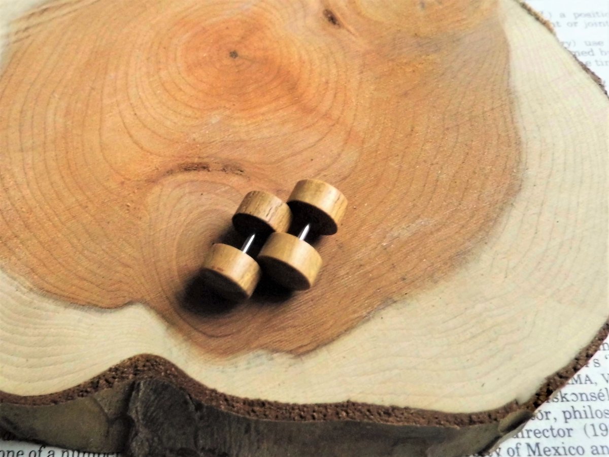 Pair Light Wood Earrings Studs