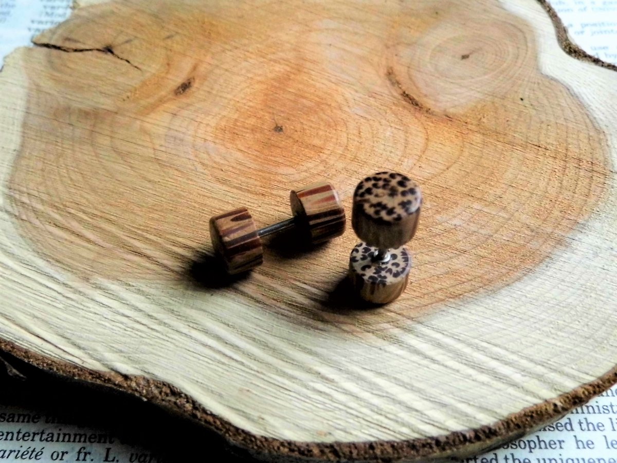 Pair of Coco Wooden Plug Stud Earrings