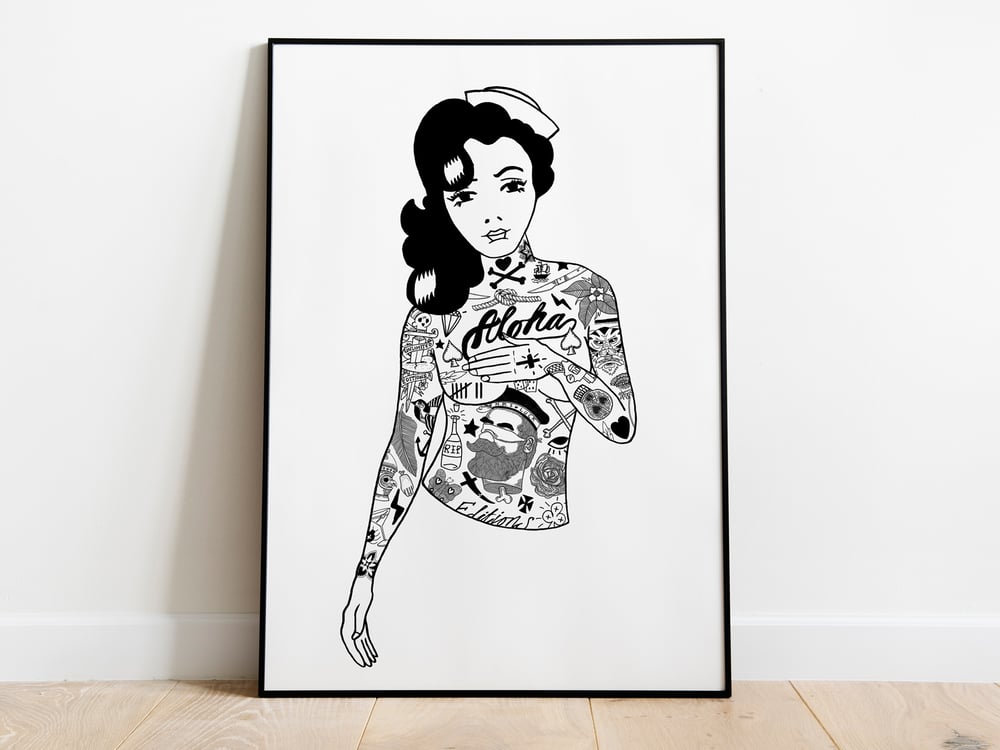 Image of Aloha Tat Girl A3 Art Print