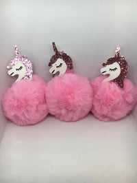 Image 2 of Unicorn Pom Pom Keyring 