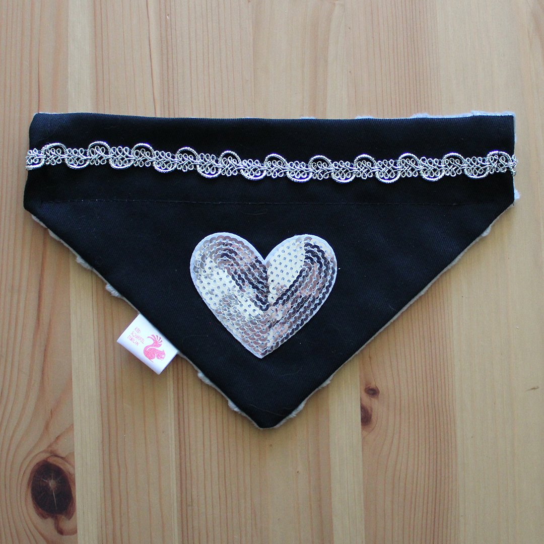 Image of Sequin heart patch dog bandana