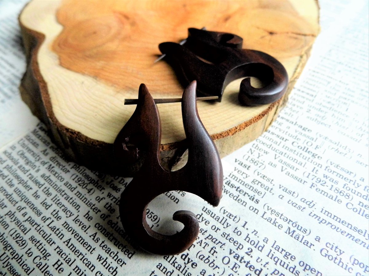 Hoop Wooden Earrings Tribal Style