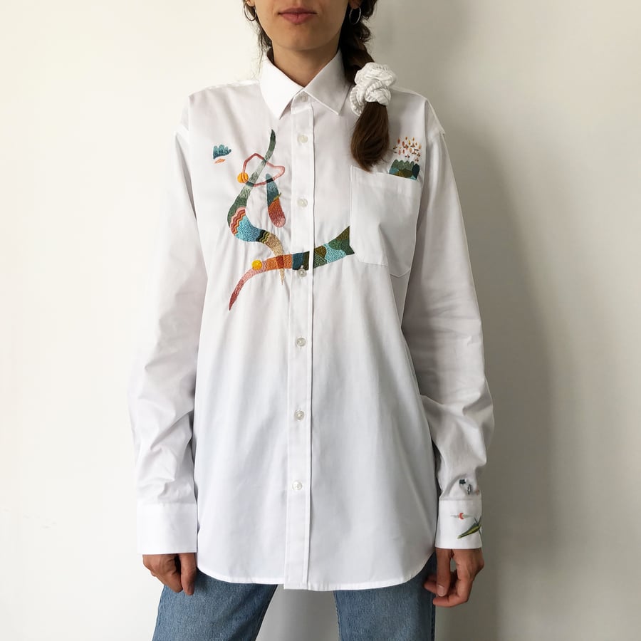Image of The games we played when we were young - original hand embroidery on men's shirt, Unisex design 